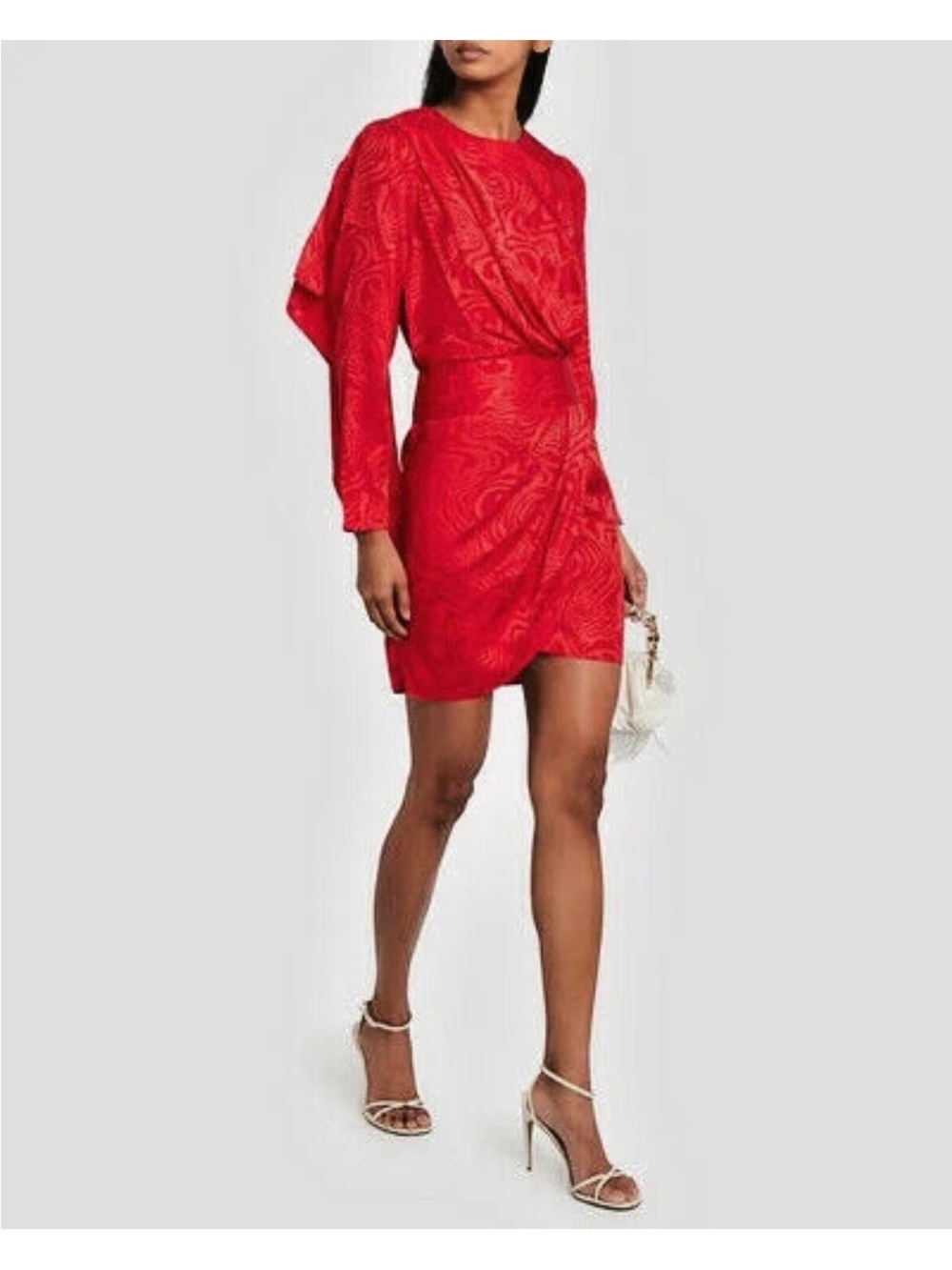 Ronny Kobo Collection Shanta Red Twist-Waist Mini Dress